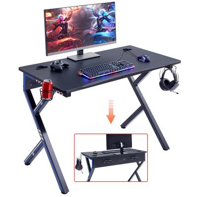 China Best Carbon Fiber Surface Factory 45.3inch Desktop Gaming Desk R Shaped Modern Computer Desk PC Game Table Metal And Wood Carbon Fiber Surface for sale