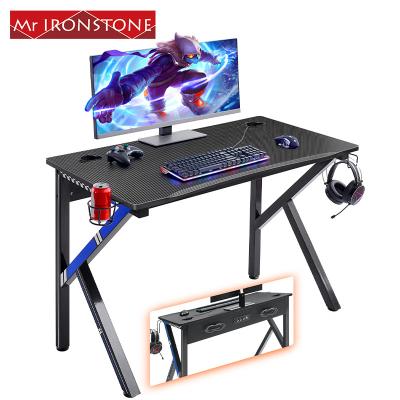 China Best 45.3inch Carbon Fiber Surface Factory Amazon Desk K Shaped Modern Computer Desk PC Game Table Metal and Wood Game Desk for sale