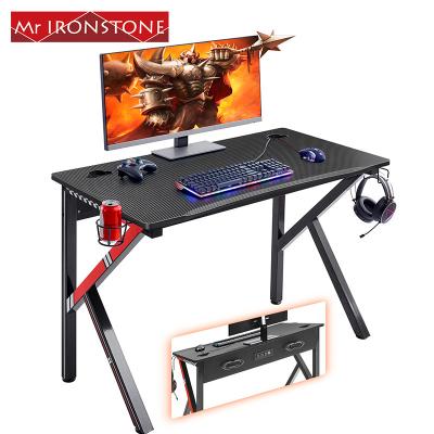 China 45.3inch K Shaped Factory Wholesale K Shaped Computer Desks 31.5inch Computer Desk Black Gaming Table Modern PC Gaming Desk Small Ergonomic Wooden Desk for sale