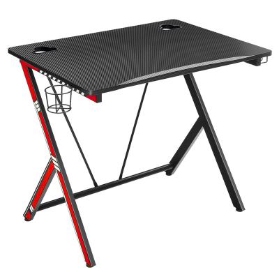 China Factory Desk 31.5inch Carbon Fiber Surface R Shaped Computer Desk PC Game Table Metal and Small Wooden Gaming Desk for sale