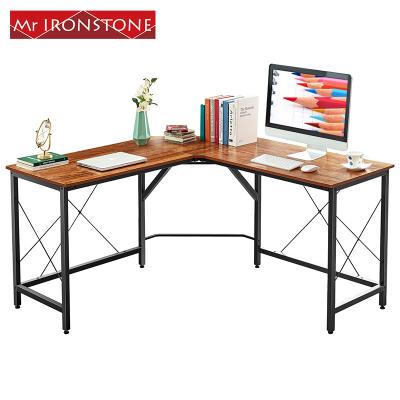 China L M. Home Office Large PC Corner Computer Desk Iron Metal Shape Industrial Wooden Desks Frame Furniture L Shaped Space Saving for sale