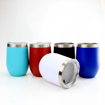 China Personalized Gradient Color 12oz 16oz Mug Stainless Steel PORTABLE Egg Shaped Wine Tumbler With Lid for sale