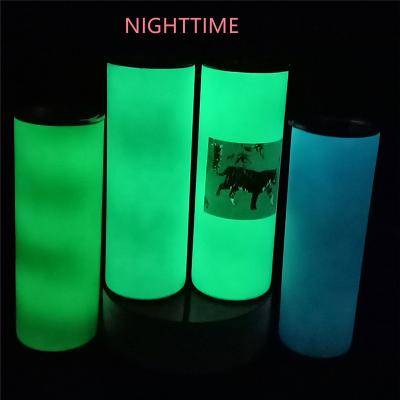 China 2021 Hot Selling Glow In The Dark Luminous 20oz Mug Tumbler Stainless Steel Water Mug Sublimation Upright White for sale