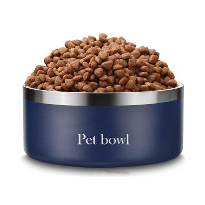 China PORTABLE Round Double Wall Vacuum Dog Bowl Stainless Steel Feeding Bowl Large Capacity Dog Food Water Bowl Te koop