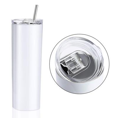 China 20oz Stainless Steel Sublimation Tumbler Blanks White With Viable Upright Skinny Lid for sale