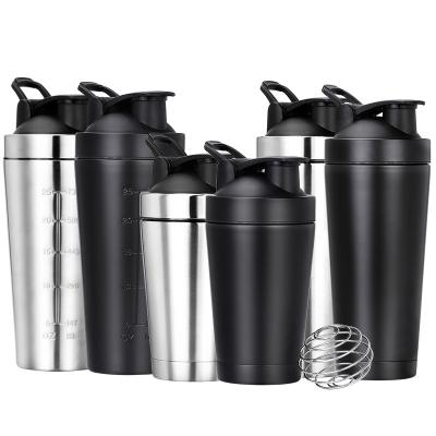 China 2022 750ml And 500ml Stainless Steel Gym Eco-friendly Insulated Protein Shaker Bottle Viable With Metal Ball for sale