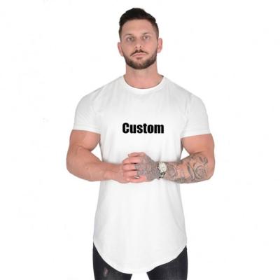 China Anti-wrinkle summer fashion scallop edge T-shirt men's hip hop stitches extra long line t-shirts curved edge men for sale