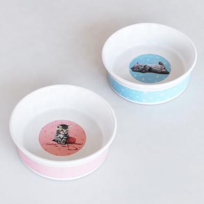 China Wholesale minimalist ceramic pet dish, ceramic pet dish, stoneware pet dish with decal for sale