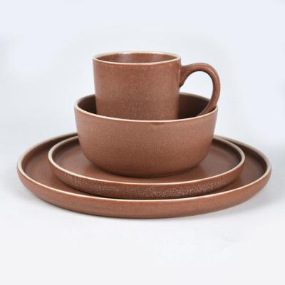 China Disposable Wholesale Tableware 16 Pieces Tableware Sets With Reactive Glaze for sale