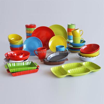 China Popular Wholesale Disposable Ceramic Solid Color Tableware Gift Set for sale