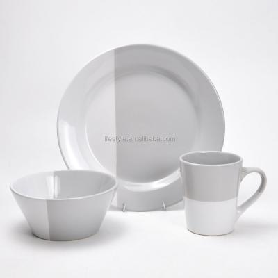 China 18pcs viable round shape dinnerware set, stoneware with solid color for sale