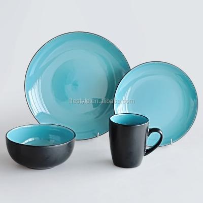 China Viable Stoneware Dinner Set with Solid Colors, 16pcs Ceramic Dinnerware Set Set, 16pcs Solid Color Ceramic Dinnerware Set for sale