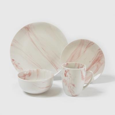 China 16pcs Disposable Ceramic Dinnerware Sets with Marble Design, Porcelain Dinnerware Set, Marble Dinner Set for sale