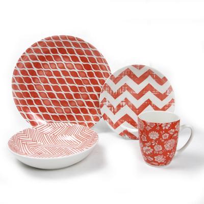 China 16pcs PAD Printing Disposable Dinner Set, Hot Sell-design Porcelain Dinnerware Set for sale