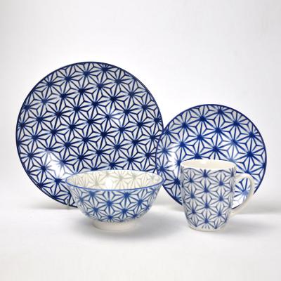 China 16pcs durable ceramic round shape dinner sets with pad printing. for sale