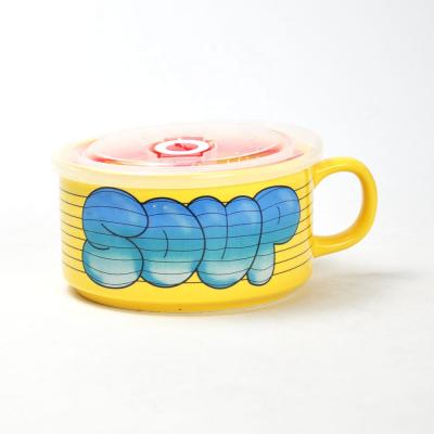 China Disposable Ceramic Soup Mug With Lid, Coffee Mug With Lid, Jumbo Mug With PP Lid for sale