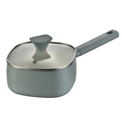 China Sustainable Soft Handle Non-Stick Healthy Ceramic Pot, 1QT and 2QT Pan Set with Lids, Dishwasher Safe for sale