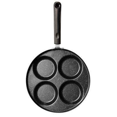 China CLASSIC Cast Iron 4-Cup Egg Frying Pan Nonstick Fried Egg Pan 9.45 Inch Aluminized Steel Handle Cooker Durable ABS Omelet Egg Pancakes for sale