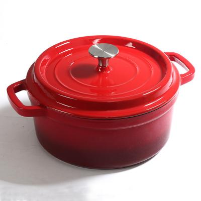 China Sustainable Dutch Oven Pot with Lid Enameled Cast Iron Coated Dutch Oven Deep Round Oven Non-Stick Pan with Double Handle for sale