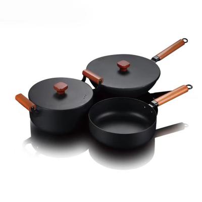 China Sustainable Cast Iron Kitchen Cooking Pan Pot Set Non Stick Cookware Sets With Nonstick Coating Cast Iron Pots Pans Set for sale