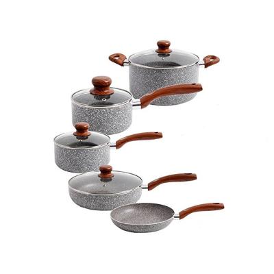 China Sustainable aluminum kitchen medical stone cookware set non stick aluminum cooking pots wholesale cookware set for sale