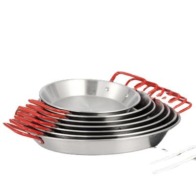 China Customized Gas Cooker Round Kitchen Restaurant Catering Cooking Frying Pan Stainless Steel Paella Pan for sale