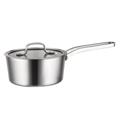 China American Style 304 Stainless Steel Triple Full Body Stainless Steel Saucepan With Lid Small Sauce Pan For Home Kitchen Restaurant Cooking for sale