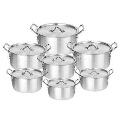 China Sustainable 7 Piece Kitchen Induction Non-Stick Cookware Set Stainless Steel Soup Pots Set Stainless Steel Pot Cookware Set Kitchen for sale