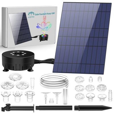 中国 PVC AISITIN 10W Solar Fountain Pump with LED Lights, Solar Powered Water Fountain Pump with 7 Dual Sprayer Nozzles Floating Pool 販売のため