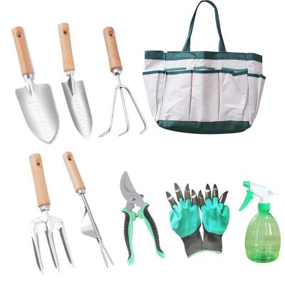 China AISITIN 9PCS Country Gardening Tool Kit Hand Planting Mini Wood Handle Shovel Spade Trowel Gardening Tools for Flowers Tranplanting Te koop