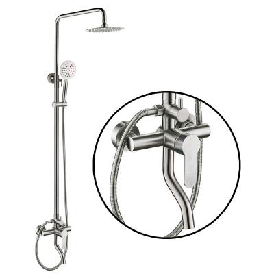 China Without SUS304 Slide Bar Bathroom Bath Round 2 Function Mixer Faucet Shower Set With Slide Bar Hand Shower for sale