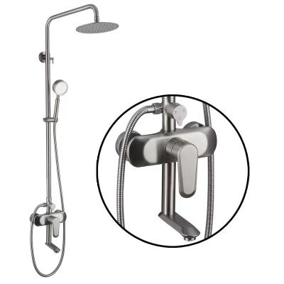 China Without Slide Bar Wholesales 304 Stainless Steel Wall-mount Bathroom Bath 2 Function Mixer Shower Set With Slide Bar Hand Shower for sale