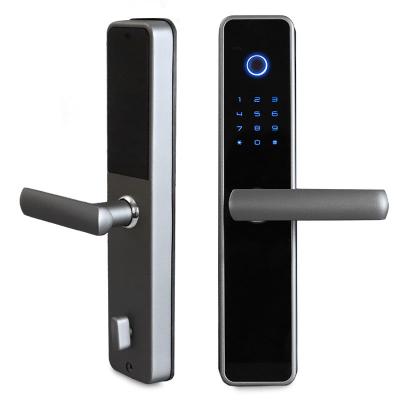 China Modern Household Multi Function Slide Fingerprint Password NFC Radio Unlock To Detect Alarm Work App Control Door Lock DL-11005 for sale