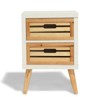 China Foldable modern simple wood storage 2 drawers bedside table nightstand end table for sale