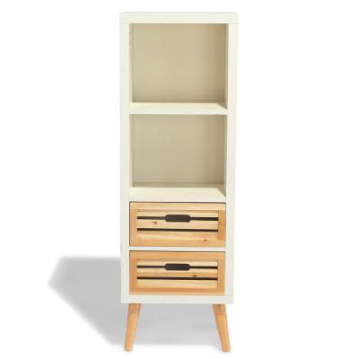 China Foldable Modern Simple Wooden Drawer Cabinet Storage 2 Drawers 2 Shelves Chest In Stock for sale