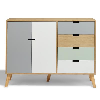 China Foldable Modern Simple Wooden Drawers Cabinet Storage 4 Drawers 2 Doors Chest for sale