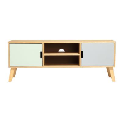 China Adjustable Modern Style Natural Color Wood TV Stand (Others) Living Room Furniture for sale