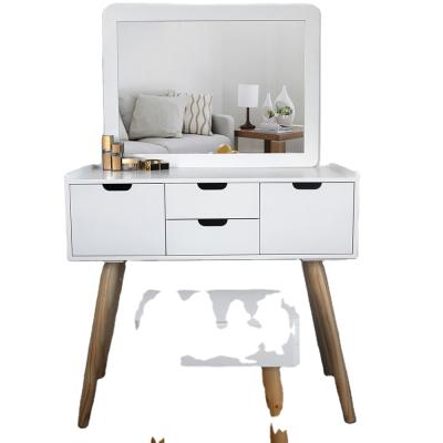 China New Design Modern Wooden Mirrored MDF Dresser Vanity Makeup Dressing Table Foldable With Mirror And Stool for sale