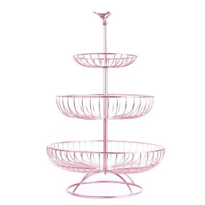 China New Sustainable Element 3 Tier Wire Fruit And Vegetable Basket Bowl Fruit Holder Metal Wire for sale