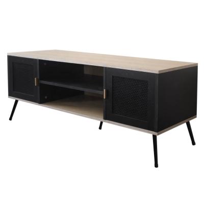 China New Nature Style Element Furniture Cheap Black Modern Single Melamine Faced Metal Legs Storage Tv Stand Wood Cabinet for sale