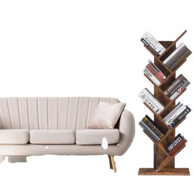 China New Build-in Living Room Furniture Foldable Modern Wooden Panel Furniture Black Tree Shelf Stand 9-Shelf Bookcase for sale