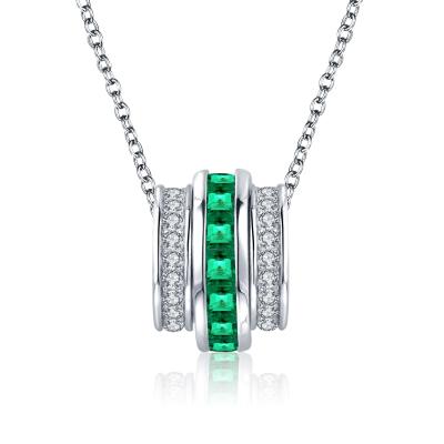 China 2021 Sale Fashionable Top Fine Gemstone Jewelry Ring Shape Green Zambian Emerald Stone Pendant Necklace for sale