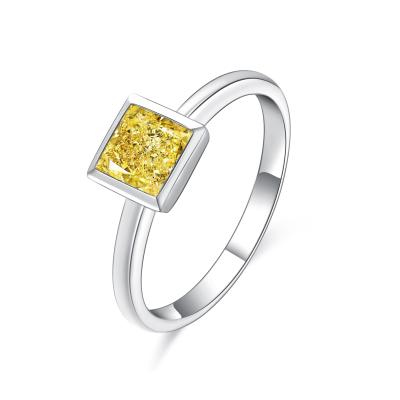 China CLASSIC Custom Made Princess Cut Simulated Diamond Rings Women Men Square 925 Sterling Silver Size Ring for sale