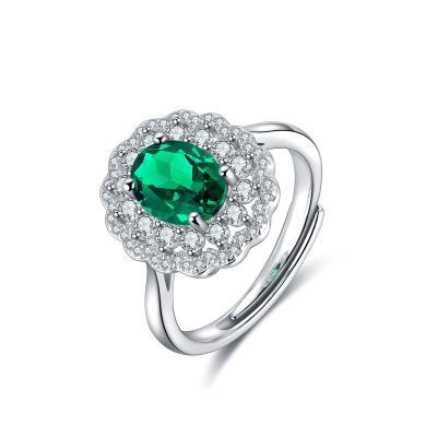 China Emerald Ring Hot Sale Adjustable Fashionable 925 Ring Jewelry With Box Pure Silver Fashionable for sale