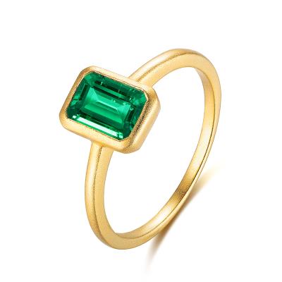 China Factory Price 0.9ct Anster 7*5mm Laboratory Developed 925 Sterling Silver Dainty Ring Emerald Jewelry FASHION Jewelry for sale