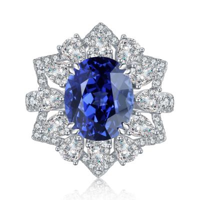 China Romantice 2021 Vintage 9K Gold Ring For Women Classic Men Jewelry Sapphire Lab Grown Hot Blue Ring Gemstone for sale