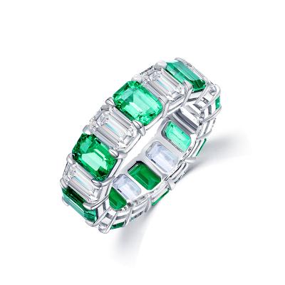 China 5*4.5mm Trendy 5*4.5mm Lab 3.67ct 9k Gold Ring Eternity Rings18k White Gold Green Classic Diamond Wedding Ring for sale