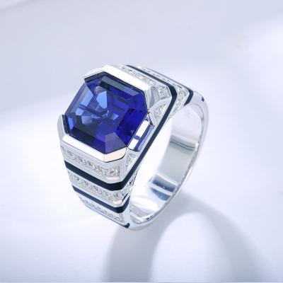 China Factory Wholesale Custom Luxury 2021 Hot Selling Rings CLASSIC 2021 For Men Father's Day Gift Sapphire 9k White Gold Lab Developed Jewelry Ring for sale