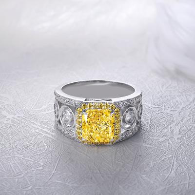 China Hot Sale Style Fashionable Rings For Men Father's Day Gift For Dad 925 Diamond Jewelry Ring Yellow Simulated Silver for sale