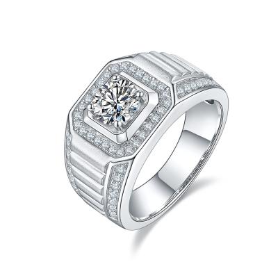 China Luxury Color CLASSIC VVS1 1Ct 2Ct 3 Ct 925 Sterling Silver Diamond Engagement Moissanite Ring For Men of Design D for sale